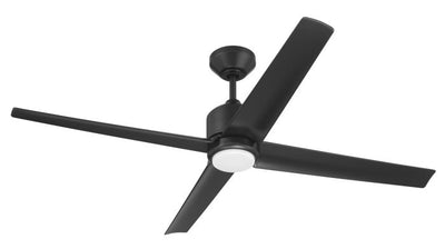 52" Quell Fan, Flat Black Finish, Flat Black Blades. LED Light, WIFI and Control Included