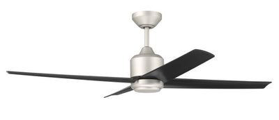 52" Quell Fan, Painted Nickel Finish, Flat Black Blades. LED Light, WIFI and Control Included