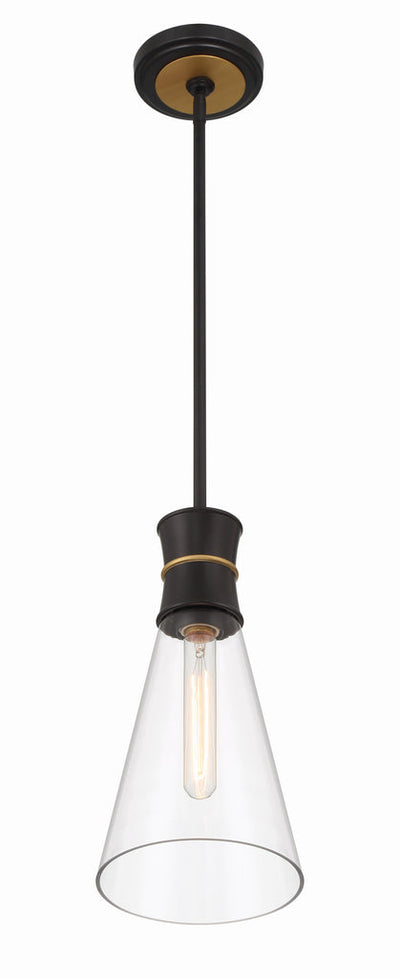 ##Antique Hardware## Quinn 1 Light Matte Black + Textured Gold Mini Pendant