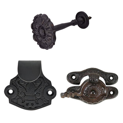 ##Antique Hardware## Solid Brass Floral Window Hardware Set (Several Finishes Available)