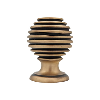 ##Antique Hardware## 1 3/8 Inch Solid Brass Concentric Art Deco Round Cabinet and Furniture Knob