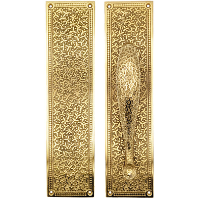 ##Antique Hardware## 12 Inch Solid Brass Rice Pattern Door Pull and Push Plate (Several Finishes Available)