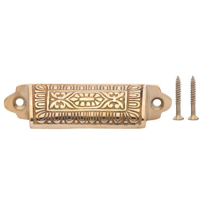 ##Antique Hardware## 3 5/8 Inch Overall (3 Inch c-c) Traditional Square Eastlake Style Bin Pull