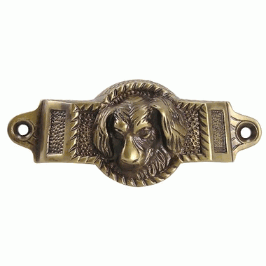 Antique Hardware 4 Inch Overall (3 1/2 Inch c-c) Solid Brass Golden Retriever Rectangular Cup Pull CUP PULL