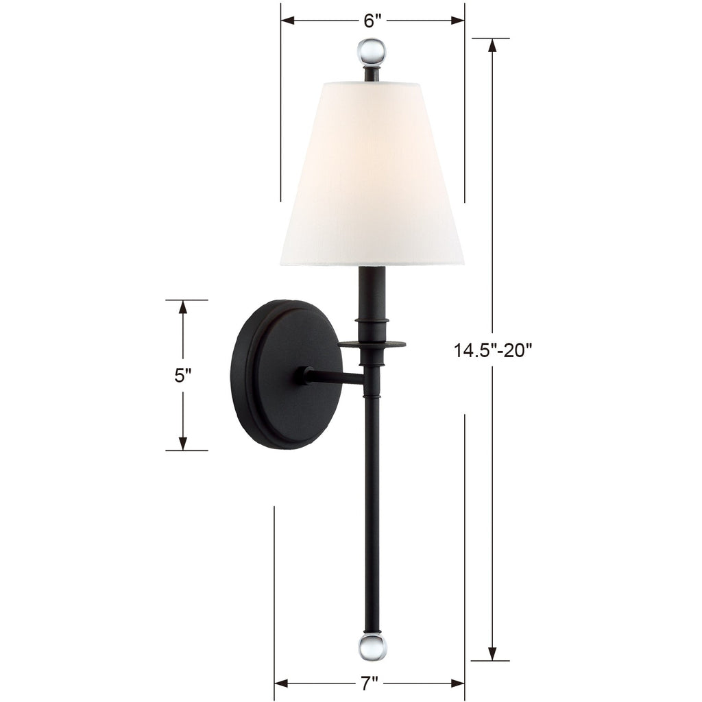 ##Antique Hardware## Riverdale 1 Light Black Forged Sconce