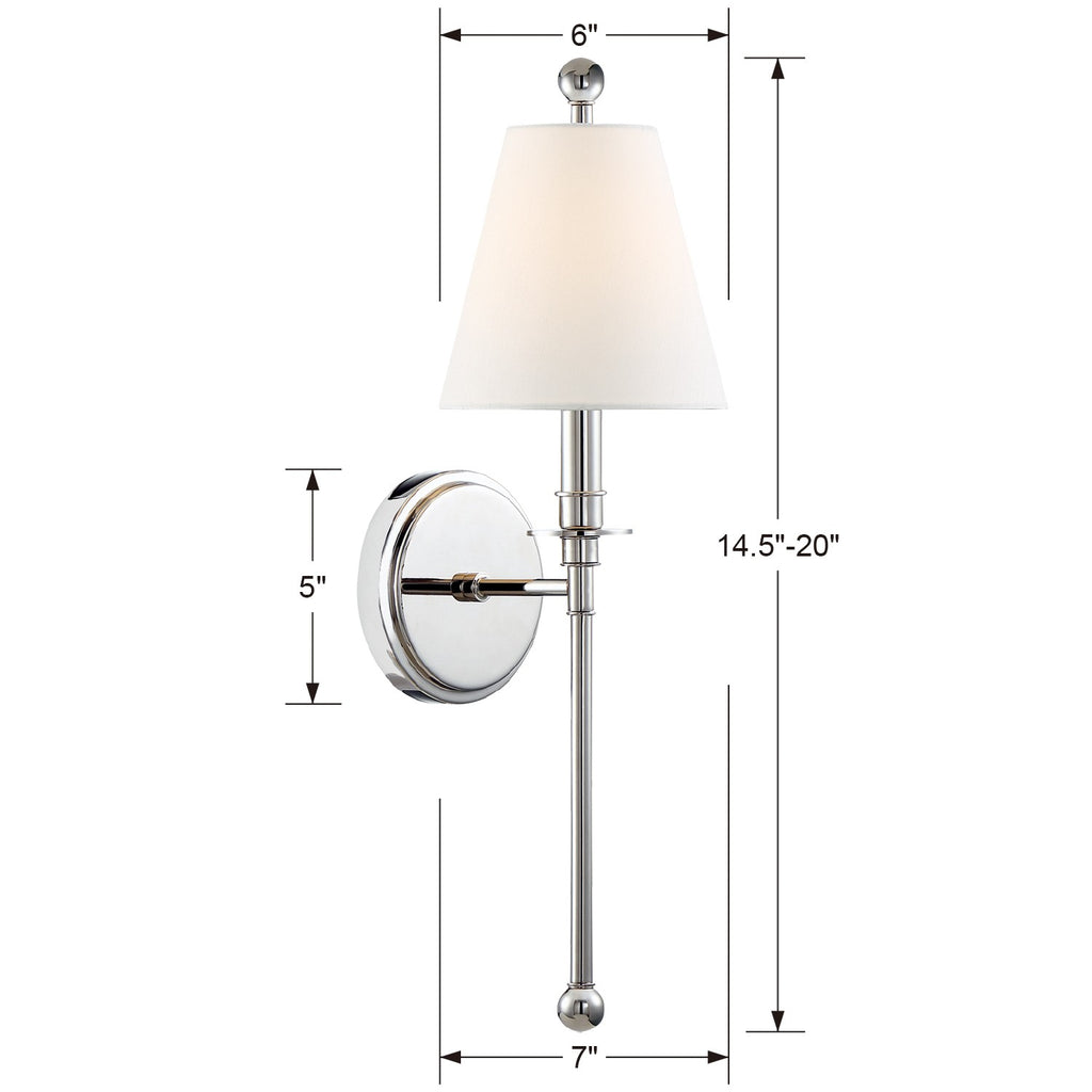 ##Antique Hardware## Riverdale 1 Light Polished Nickel Sconce