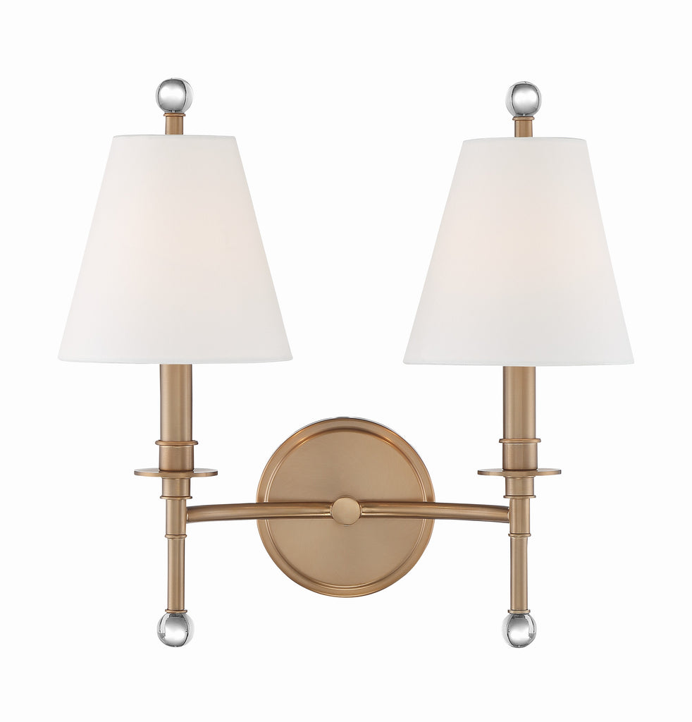 ##Antique Hardware## Riverdale 2 Light Aged Brass Sconce