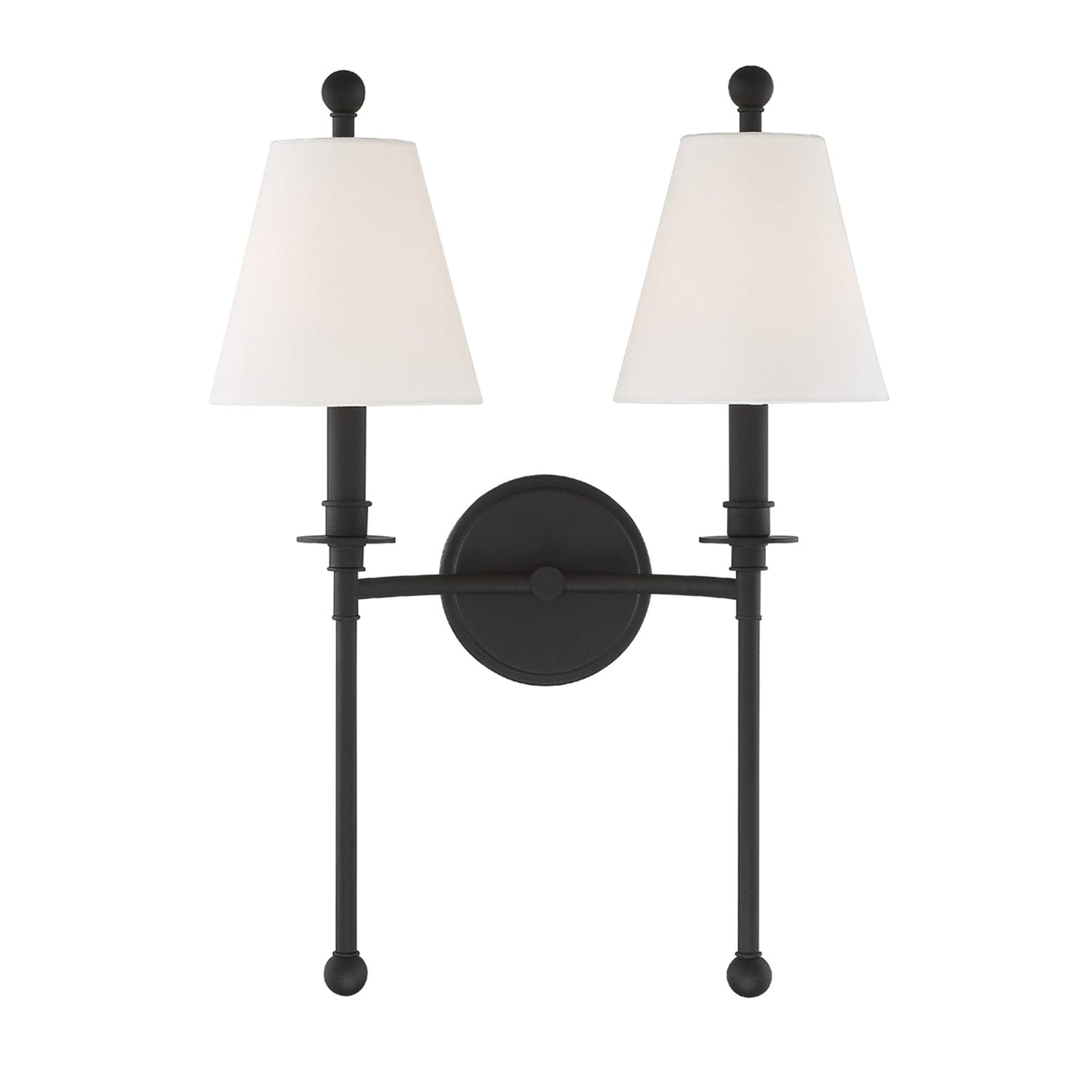 ##Antique Hardware## Riverdale 2 Light Black Forged Sconce