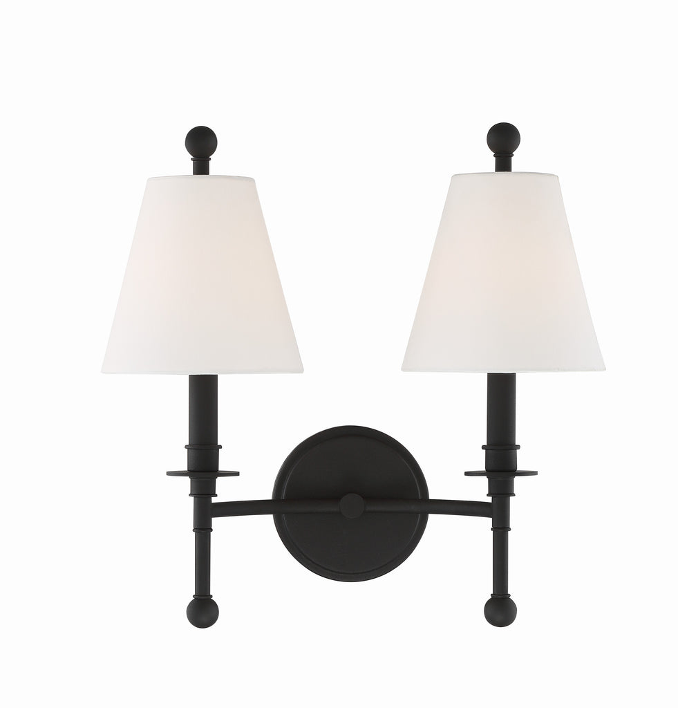 ##Antique Hardware## Riverdale 2 Light Black Forged Sconce