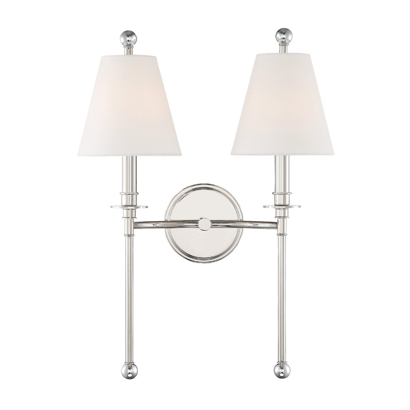 ##Antique Hardware## Riverdale 2 Light Polished Nickel Sconce