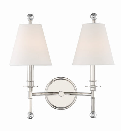 ##Antique Hardware## Riverdale 2 Light Polished Nickel Sconce