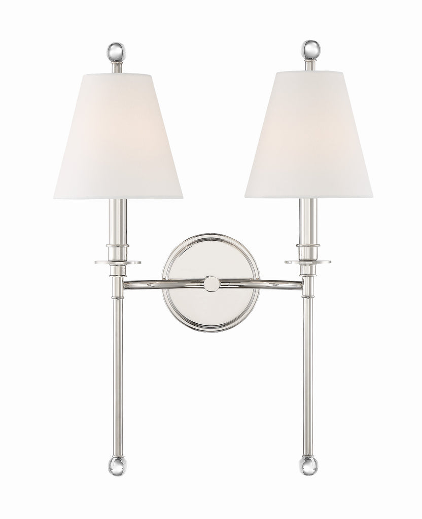 ##Antique Hardware## Riverdale 2 Light Polished Nickel Sconce