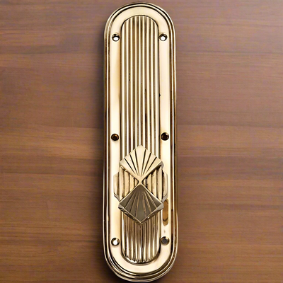 Art Deco Lined Backplate Door Set with Art Deco Fanfare Door Knobs (Several Finishes Available)