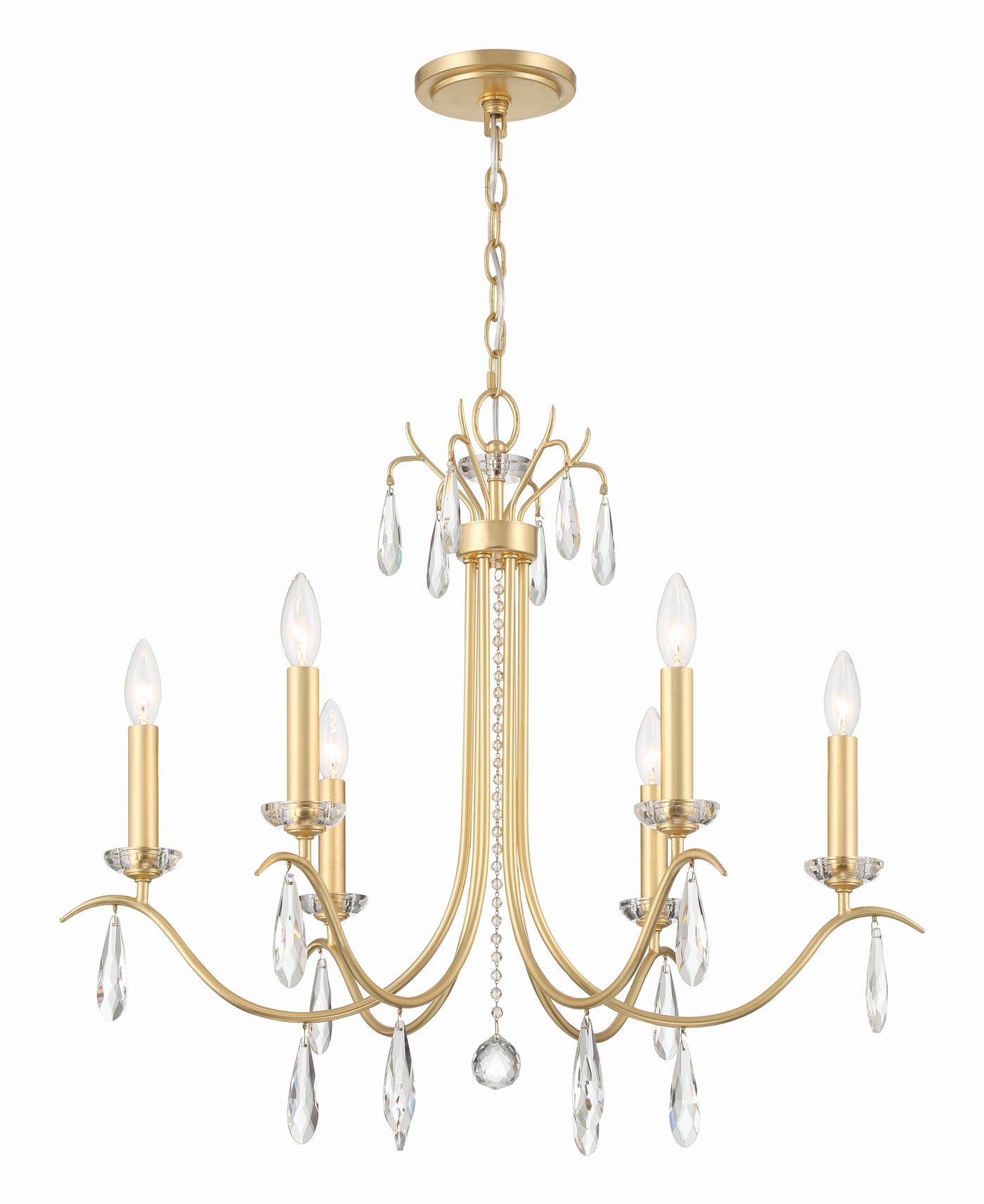 ##Antique Hardware## Rollins 6 Light Antique Gold Chandelier