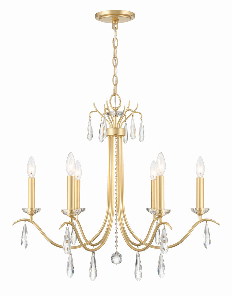 ##Antique Hardware## Rollins 6 Light Antique Gold Chandelier