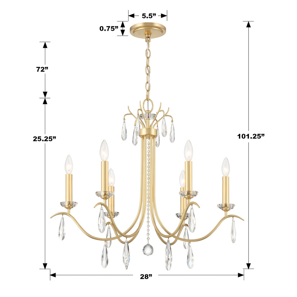 ##Antique Hardware## Rollins 6 Light Antique Gold Chandelier