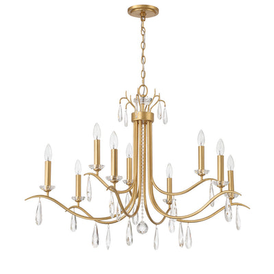 ##Antique Hardware## Rollins 9 Light Antique Gold Chandelier