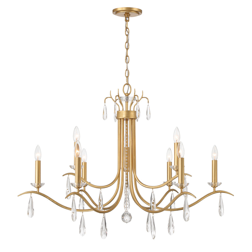 ##Antique Hardware## Rollins 9 Light Antique Gold Chandelier