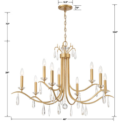 ##Antique Hardware## Rollins 9 Light Antique Gold Chandelier