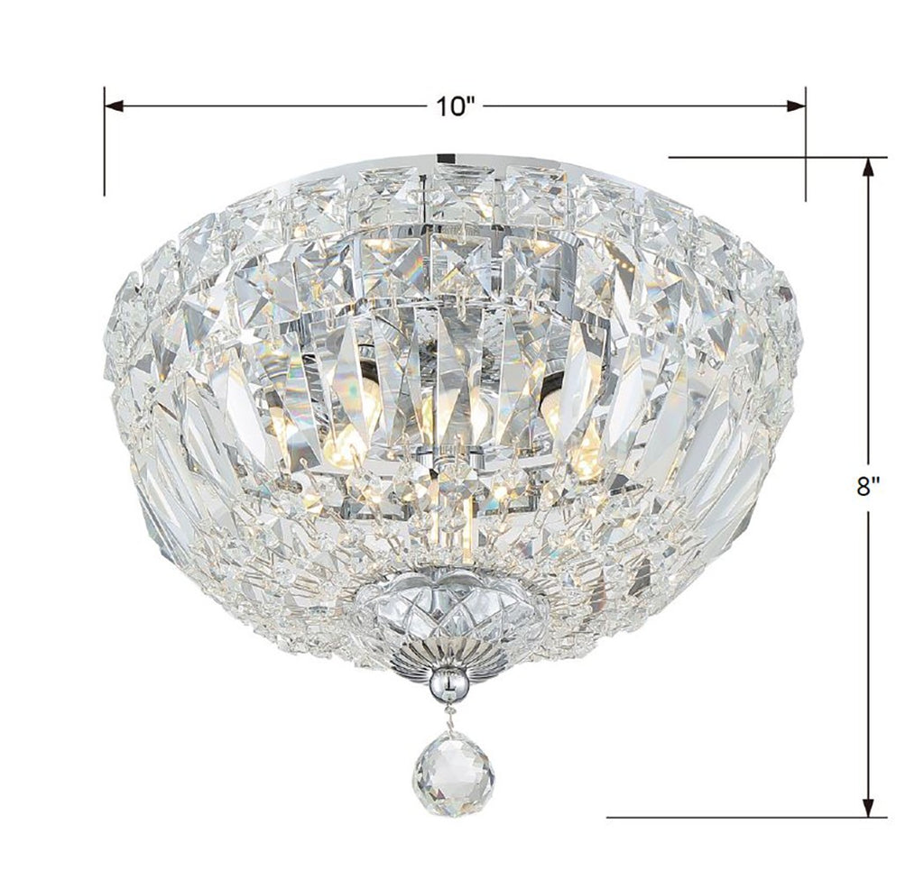 ##Antique Hardware## Roslyn 3 Light Polished Chrome Flush Mount