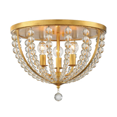 ##Antique Hardware## Roxy 3 Light Antique Gold Flush Mount