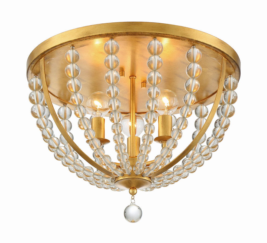 ##Antique Hardware## Roxy 3 Light Antique Gold Flush Mount