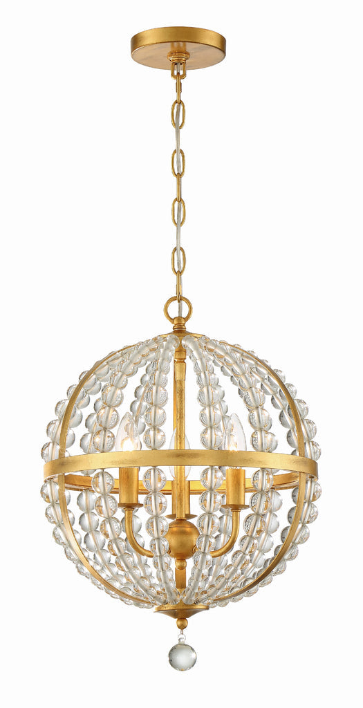 ##Antique Hardware## Roxy 3 Light Antique Gold Mini Chandelier