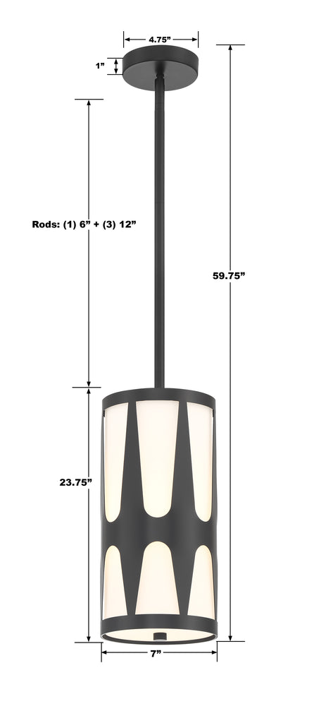 ##Antique Hardware## Royston 1 Light Black Mini Pendant