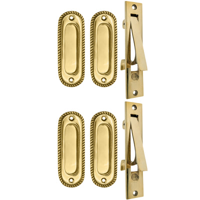 ##Antique Hardware## Georgian Rope Oval Pocket Door Set (Several Finishes Available)