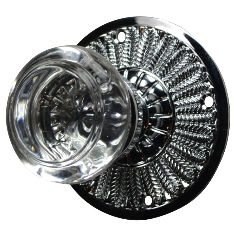 ##Antique Hardware## Feather Rosette Door Set with Round Crystal Door Knobs (Several Finishes Available)