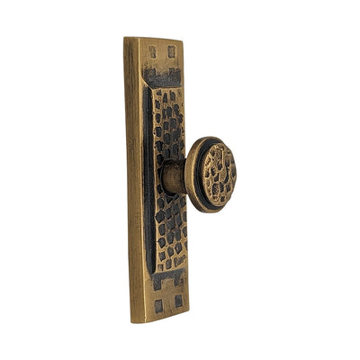 Antique Hardware 3 1/2 Inch (3 Inch c-c) Rectangular Craftsman Cabinet Knob With Backplate ARTS AND CRAFTS KNOBS AND PULLS