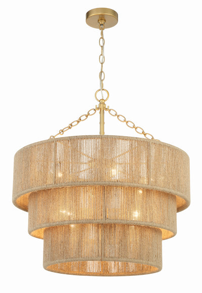 ##Antique Hardware## Shyla 10 Light Soft Gold Chandelier