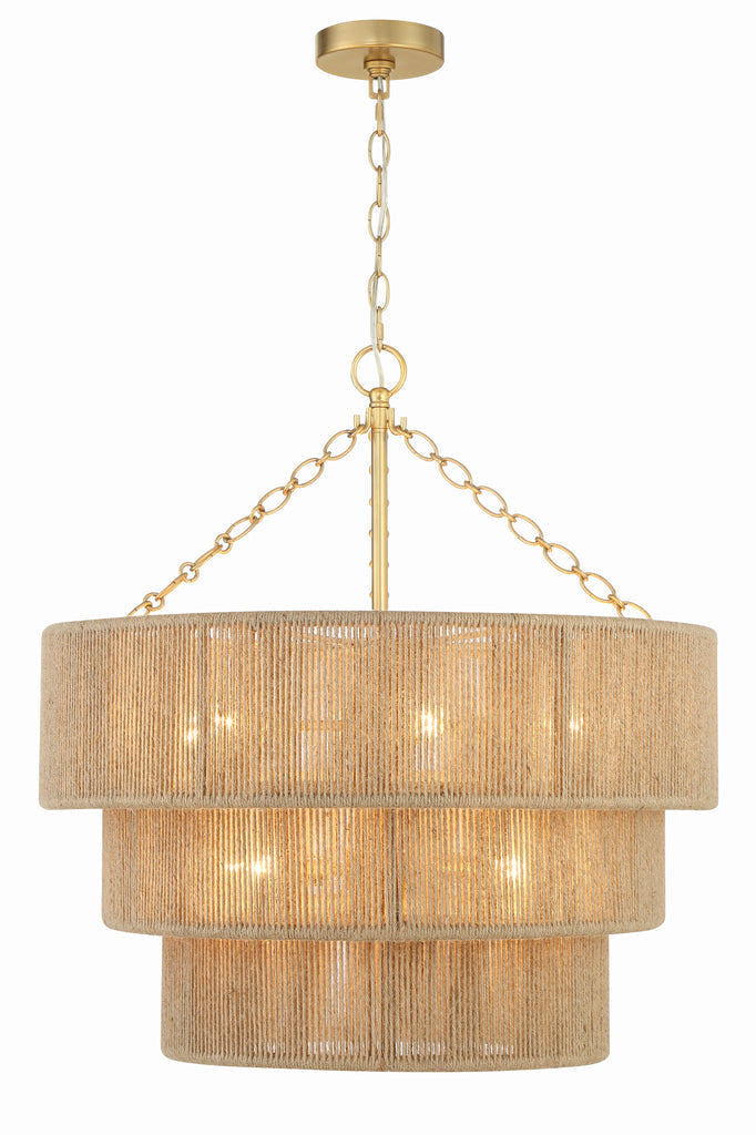 ##Antique Hardware## Shyla 10 Light Soft Gold Chandelier