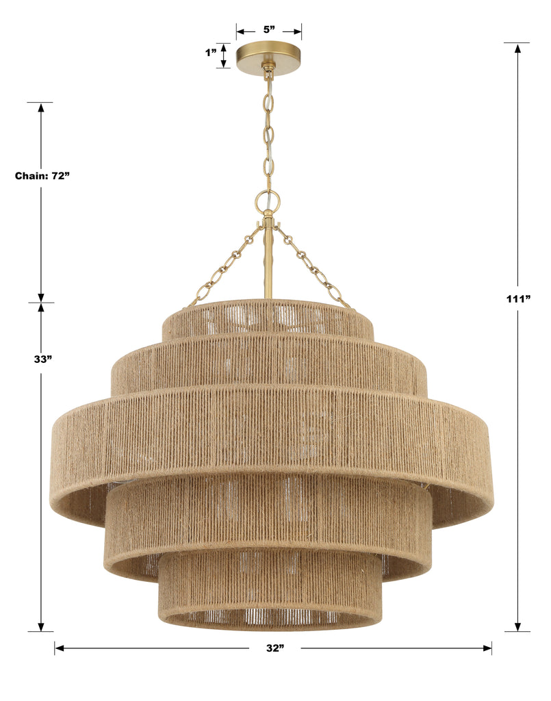 ##Antique Hardware## Shyla 20 Light Soft Gold Chandelier