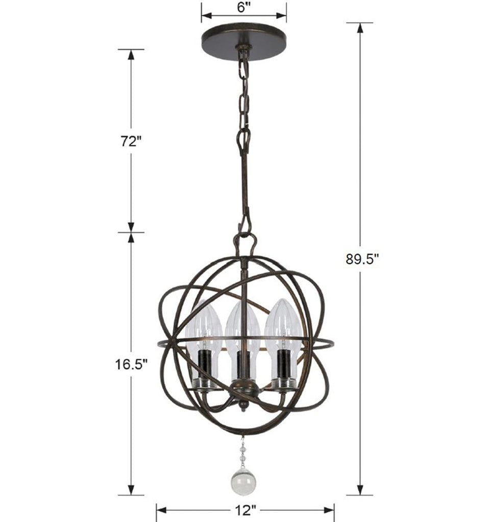 ##Antique Hardware## Solaris 3 Light English Bronze Sphere Outdoor Pendant