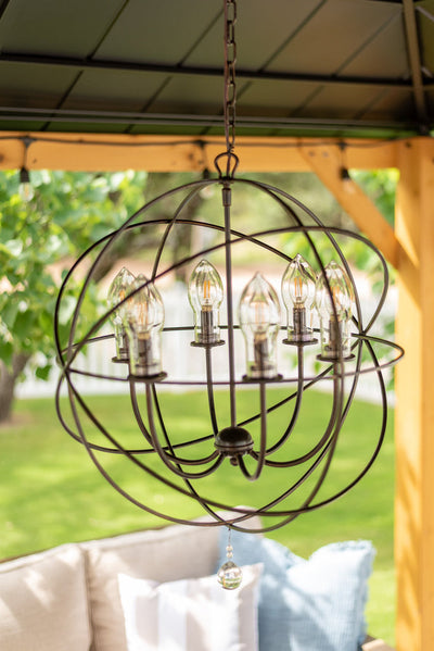 ##Antique Hardware## Solaris 6 Light English Bronze Sphere Outdoor Pendant