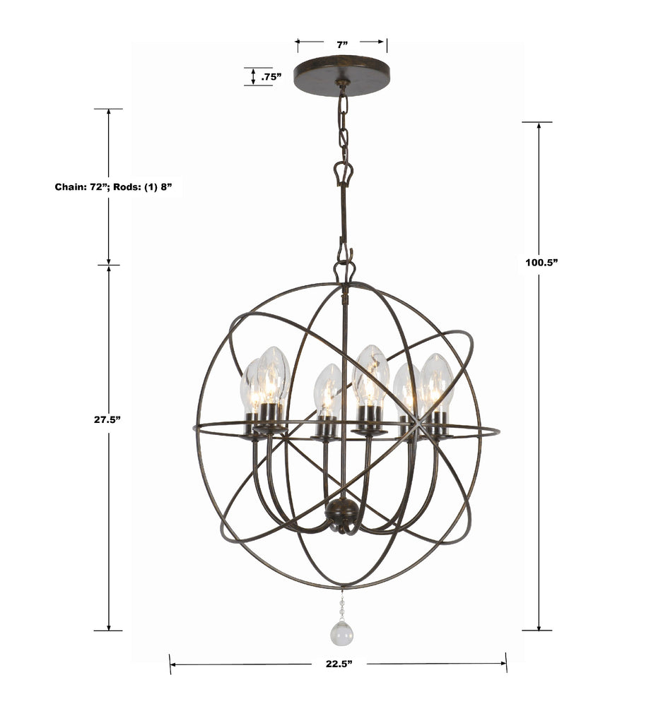 ##Antique Hardware## Solaris 6 Light English Bronze Sphere Outdoor Pendant