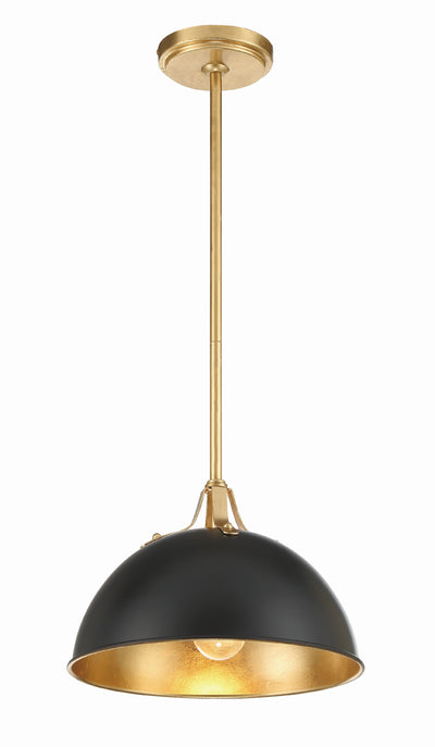 ##Antique Hardware## Soto 1 Light Matte Black + Antique Gold Mini Pendant