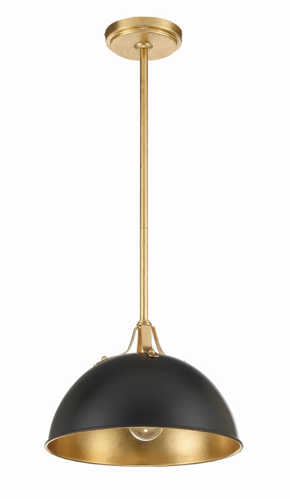 ##Antique Hardware## Soto 1 Light Matte Black + Antique Gold Mini Pendant