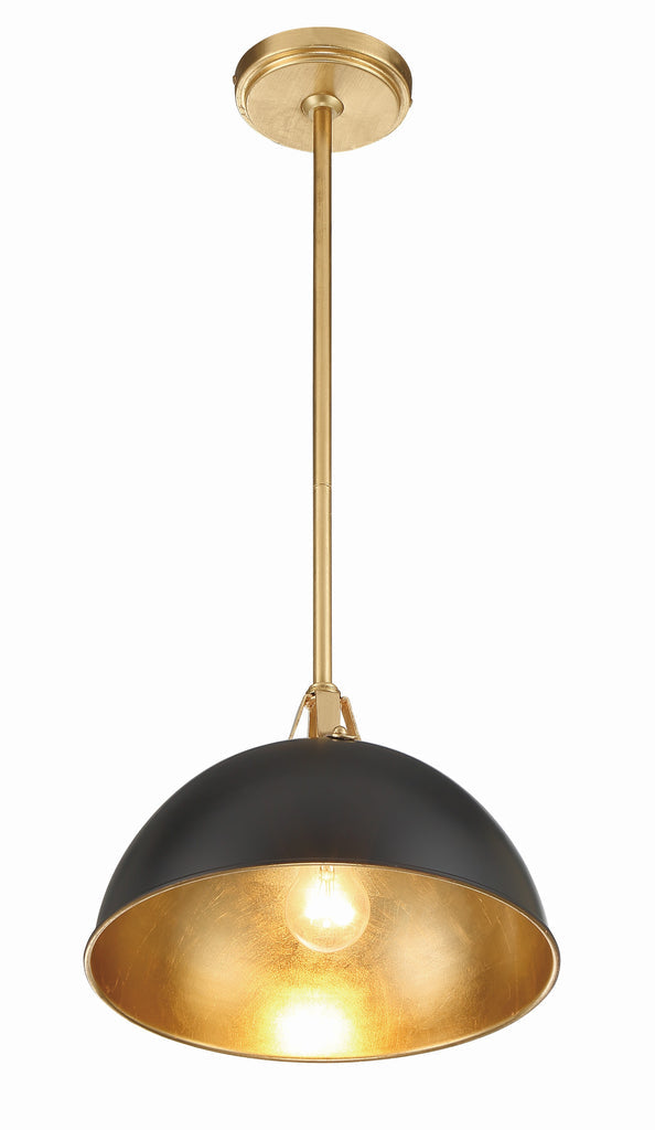 ##Antique Hardware## Soto 1 Light Matte Black + Antique Gold Mini Pendant