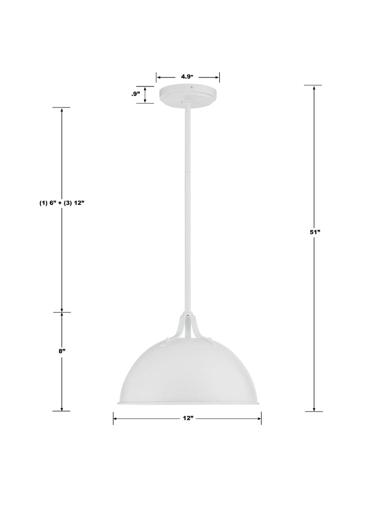 ##Antique Hardware## Soto 1 Light White Mini Pendant