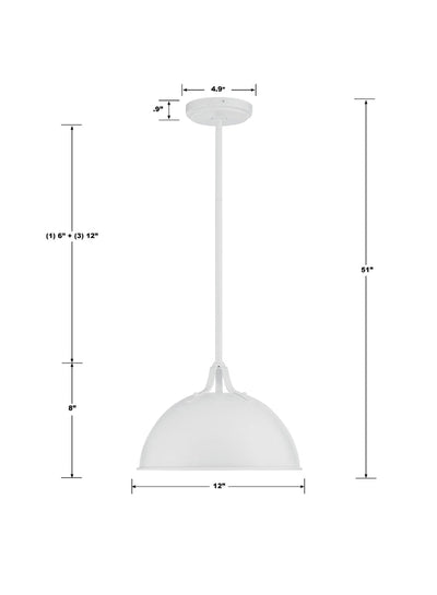 ##Antique Hardware## Soto 1 Light White Mini Pendant