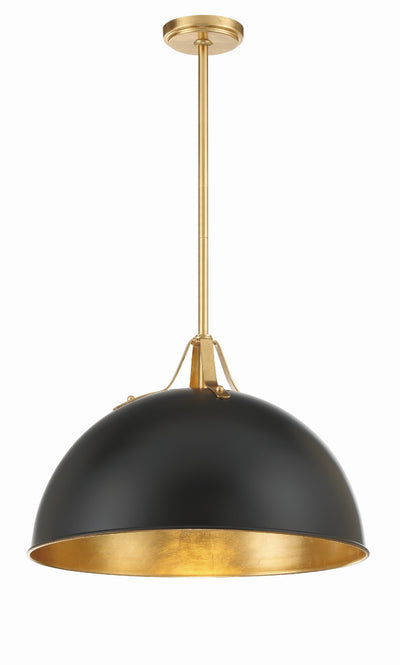 ##Antique Hardware## Soto 1 Light Matte Black + Antique Gold Chandelier