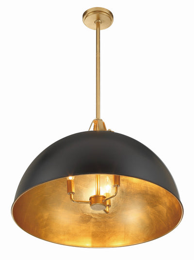 ##Antique Hardware## Soto 3 Light Matte Black + Antique Gold Chandelier