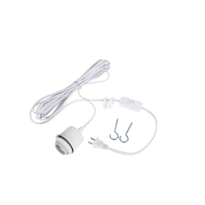 ##Antique Hardware## Swag Hardware Kit 15' White Cord w/Socket in White