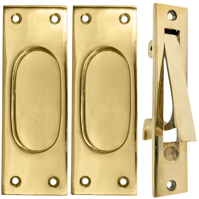 ##Antique Hardware## Traditional Rectangular Pocket Door Set (Several Finishes Available)