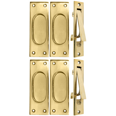 ##Antique Hardware## Traditional Rectangular Pocket Door Set (Several Finishes Available)