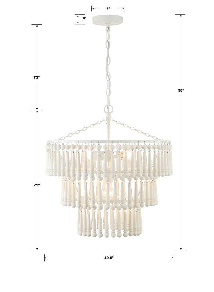 ##Antique Hardware## Tiana 3 Light Matte White Chandelier