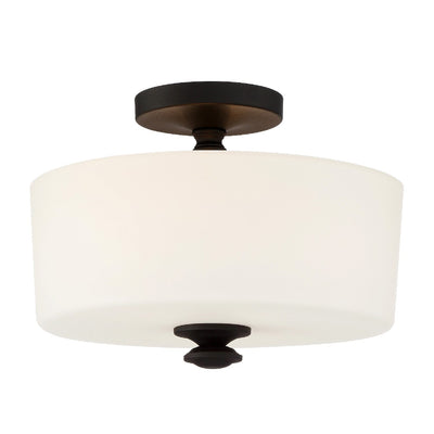 ##Antique Hardware## Travis 2 Light Black Forged Semi Flush Mount