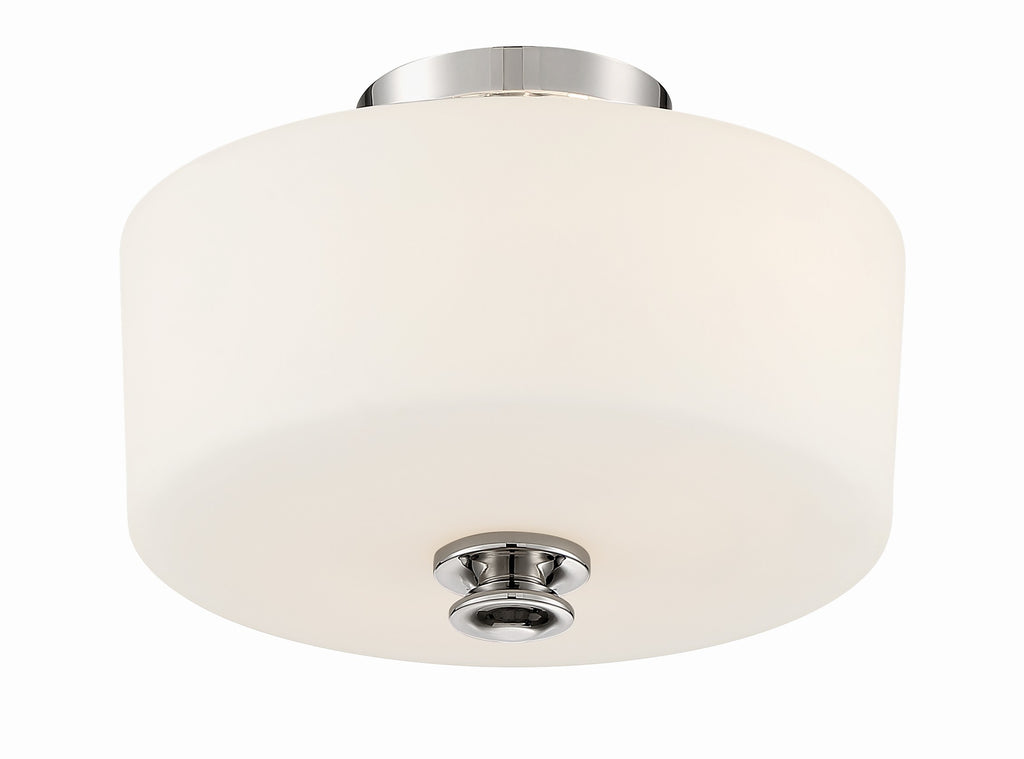 ##Antique Hardware## Travis 2 Light Polished Nickel Semi Flush Mount